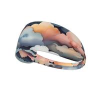WZYWHJ Soft and Absorbent Headband for Red Basketball Workout - Ideal Hair Accessory for Yoga, Running, and More! Fantastic colorful clouds Prints