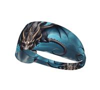 WZYWHJ Soft and Absorbent Headband for Red Basketball Workout - Ideal Hair Accessory for Yoga, Running, and More! Flying Dragon Printing