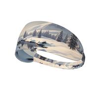 WZYWHJ Soft and Absorbent Headband for Red Basketball Workout - Ideal Hair Accessory for Yoga, Running, and More! Simple Snow Scene Pattern
