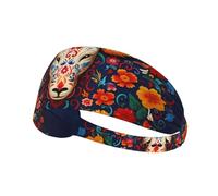 WZYWHJ Soft and Absorbent Headband for Red Basketball Workout - Ideal Hair Accessory for Yoga, Running, and More! Bull Head and Flowers Printing