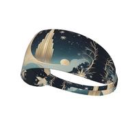 WZYWHJ Soft and Absorbent Headband for Red Basketball Workout - Ideal Hair Accessory for Yoga, Running, and More! Dreamy Moon and Snowflakes Printing