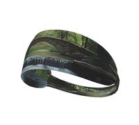 WZYWHJ Soft and Absorbent Headband for Red Basketball Workout - Ideal Hair Accessory for Yoga, Running, and More! Bridge Over The River Pattern