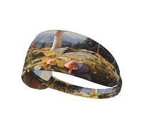WZYWHJ Soft and Absorbent Headband for Red Basketball Workout - Ideal Hair Accessory for Yoga, Running, and More! Mushrooms on the hillside Printed