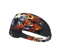 WZYWHJ Soft and Absorbent Headband for Red Basketball Workout - Ideal Hair Accessory for Yoga, Running, and More! Creative Flower Animals Pattern