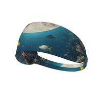 WZYWHJ Soft and Absorbent Headband for Red Basketball Workout - Ideal Hair Accessory for Yoga, Running, and More! Moon Under The sea Printed