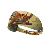 WZYWHJ Soft and Absorbent Headband for Red Basketball Workout - Ideal Hair Accessory for Yoga, Running, and More! Little Tiger on The Swing Printed