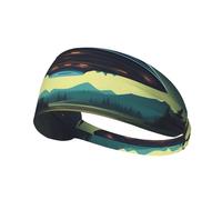 WZYWHJ Soft and Absorbent Headband for Red Basketball Workout - Ideal Hair Accessory for Yoga, Running, and More! UFO at night Printed