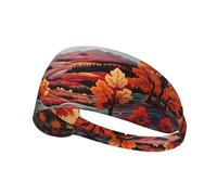 WZYWHJ Soft and Absorbent Headband for Red Basketball Workout - Ideal Hair Accessory for Yoga, Running, and More! Maple leaves and hills Printed