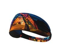 WZYWHJ Soft and Absorbent Headband for Red Basketball Workout - Ideal Hair Accessory for Yoga, Running, and More! Colorful Lights on The Tent Printing