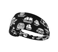 WZYWHJ Soft and Absorbent Headband for Red Basketball Workout - Ideal Hair Accessory for Yoga, Running, and More! Black and White Pirates Picture