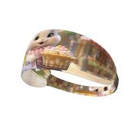 WZYWHJ Soft and Absorbent Headband for Red Basketball Workout - Ideal Hair Accessory for Yoga, Running, and More! Bunny buying ice cream Printing