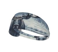 WZYWHJ Soft and Absorbent Headband for Red Basketball Workout - Ideal Hair Accessory for Yoga, Running, and More! Big Bull Elk Prints