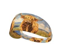 WZYWHJ Soft and Absorbent Headband for Red Basketball Workout - Ideal Hair Accessory for Yoga, Running, and More! Highland cows on the grassland Printing