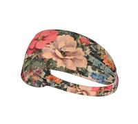 WZYWHJ Soft and Absorbent Headband for Red Basketball Workout - Ideal Hair Accessory for Yoga, Running, and More! Retro floral patchwork Picture