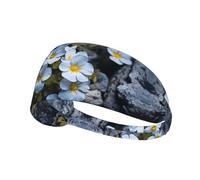 WZYWHJ Soft and Absorbent Headband for Red Basketball Workout - Ideal Hair Accessory for Yoga, Running, and More! Small flowers in the cracks of rocks Printed