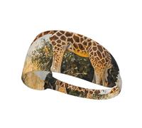 WZYWHJ Soft and Absorbent Headband for Red Basketball Workout - Ideal Hair Accessory for Yoga, Running, and More! Giraffe eating grass Picture