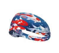 WZYWHJ Soft and Absorbent Headband for Red Basketball Workout - Ideal Hair Accessory for Yoga, Running, and More! Fortune Koi Pattern