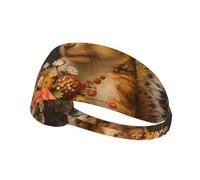 WZYWHJ Soft and Absorbent Headband for Red Basketball Workout - Ideal Hair Accessory for Yoga, Running, and More! Little Squirrel Holding Flowers Printed