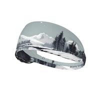 WZYWHJ Soft and Absorbent Headband for Red Basketball Workout - Ideal Hair Accessory for Yoga, Running, and More! Snow Scene Pattern