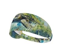 WZYWHJ Soft and Absorbent Headband for Red Basketball Workout - Ideal Hair Accessory for Yoga, Running, and More! Little turtle in the seaweed Printed