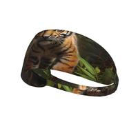 WZYWHJ Soft and Absorbent Headband for Red Basketball Workout - Ideal Hair Accessory for Yoga, Running, and More! jungle tigers cub Printed