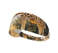WZYWHJ Soft and Absorbent Headband for Red Basketball Workout - Ideal Hair Accessory for Yoga, Running, and More! Giraffe Eating Grass Picture