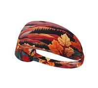 WZYWHJ Soft and Absorbent Headband for Red Basketball Workout - Ideal Hair Accessory for Yoga, Running, and More! Maple Leaves and Hills Printed