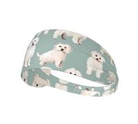 WZYWHJ Soft and Absorbent Headband for Red Basketball Workout - Ideal Hair Accessory for Yoga, Running, and More! Little White Dogs Pattern Printed