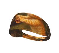 WZYWHJ Soft and Absorbent Headband for Red Basketball Workout - Ideal Hair Accessory for Yoga, Running, and More! Monkey and Kitten Holding Hands Printed