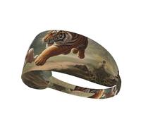 WZYWHJ Soft and Absorbent Headband for Red Basketball Workout - Ideal Hair Accessory for Yoga, Running, and More! tiger chasing rabbit Printed