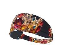 WZYWHJ Soft and Absorbent Headband for Red Basketball Workout - Ideal Hair Accessory for Yoga, Running, and More! Colored crystal crown Printing
