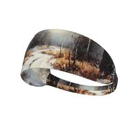 WZYWHJ Soft and Absorbent Headband for Red Basketball Workout - Ideal Hair Accessory for Yoga, Running, and More! Oil painting snow scene Picture