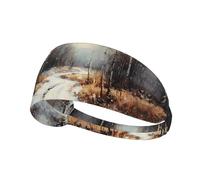 WZYWHJ Soft and Absorbent Headband for Red Basketball Workout - Ideal Hair Accessory for Yoga, Running, and More! Oil Painting Snow Scene Picture