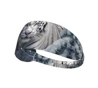WZYWHJ Soft and Absorbent Headband for Red Basketball Workout - Ideal Hair Accessory for Yoga, Running, and More! White tiger in the snow Printed