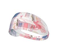 WZYWHJ Soft and Absorbent Headband for Red Basketball Workout - Ideal Hair Accessory for Yoga, Running, and More! Pink Cherry Blossom House Printed