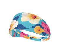 WZYWHJ Soft and Absorbent Headband for Red Basketball Workout - Ideal Hair Accessory for Yoga, Running, and More! Beautiful Hibiscus Flowers Printing