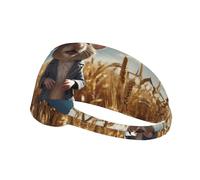 WZYWHJ Soft and Absorbent Headband for Red Basketball Workout - Ideal Hair Accessory for Yoga, Running, and More! Mouse on the wheat field Printed