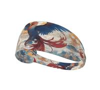 WZYWHJ Soft and Absorbent Headband for Red Basketball Workout - Ideal Hair Accessory for Yoga, Running, and More! Data Stream Phoenix Prints