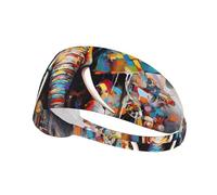 WZYWHJ Soft and Absorbent Headband for Red Basketball Workout - Ideal Hair Accessory for Yoga, Running, and More! Color Graffiti Elephant Printing