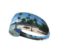 WZYWHJ Soft and Absorbent Headband for Red Basketball Workout - Ideal Hair Accessory for Yoga, Running, and More! Paradise Beach Palm Trees Printing