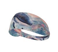 WZYWHJ Soft and Absorbent Headband for Red Basketball Workout - Ideal Hair Accessory for Yoga, Running, and More! Killer whales in the waves Printing