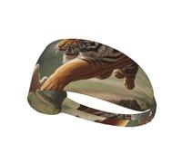 WZYWHJ Soft and Absorbent Headband for Red Basketball Workout - Ideal Hair Accessory for Yoga, Running, and More! Tiger Chasing Rabbit Printed