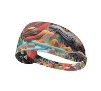 WZYWHJ Soft and Absorbent Headband for Red Basketball Workout - Ideal Hair Accessory for Yoga, Running, and More! Mountains and seas Printed