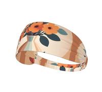 WZYWHJ Soft and Absorbent Headband for Red Basketball Workout - Ideal Hair Accessory for Yoga, Running, and More! Retro Geometric Flower Arrangement Picture