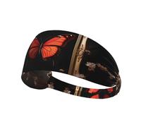WZYWHJ Soft and Absorbent Headband for Red Basketball Workout - Ideal Hair Accessory for Yoga, Running, and More! Butterfly in The Frame Printing