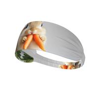 WZYWHJ Soft and Absorbent Headband for Red Basketball Workout - Ideal Hair Accessory for Yoga, Running, and More! Rabbit Eating Carrots Picture