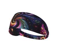 WZYWHJ Soft and Absorbent Headband for Red Basketball Workout - Ideal Hair Accessory for Yoga, Running, and More! Psychedelic Fractal Picture