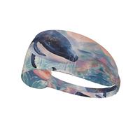 WZYWHJ Soft and Absorbent Headband for Red Basketball Workout - Ideal Hair Accessory for Yoga, Running, and More! Killer Whales in The Waves Printing