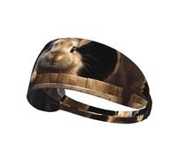 WZYWHJ Soft and Absorbent Headband for Red Basketball Workout - Ideal Hair Accessory for Yoga, Running, and More! Little Gray Rabbit in a Wooden Barrel Printing
