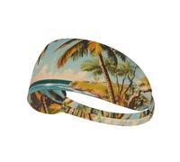 WZYWHJ Soft and Absorbent Headband for Red Basketball Workout - Ideal Hair Accessory for Yoga, Running, and More! Swaying coconut trees Picture
